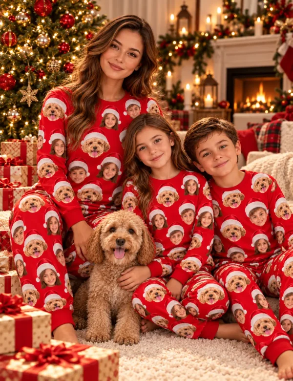 Custom Family Face Christmas Pajamas – Personalized Matching Holiday Set