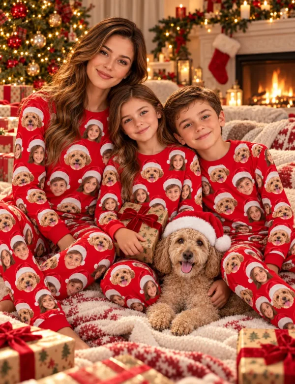 Custom Family Face Christmas Pajamas – Personalized Matching Holiday Set