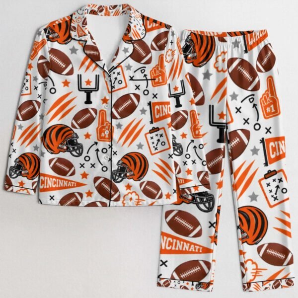 Cincinnati Women’s Satin Pajama Set – Football Sleepwear - product view 6