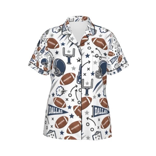Dallas Women’s Imitation Silk Pajama Set – Short Sleeve Football Sleepwear - product view 4