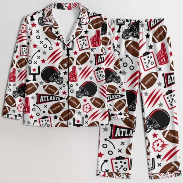 Atlanta Women’s Satin Pajama Set – Football Sleepwear - product view 6