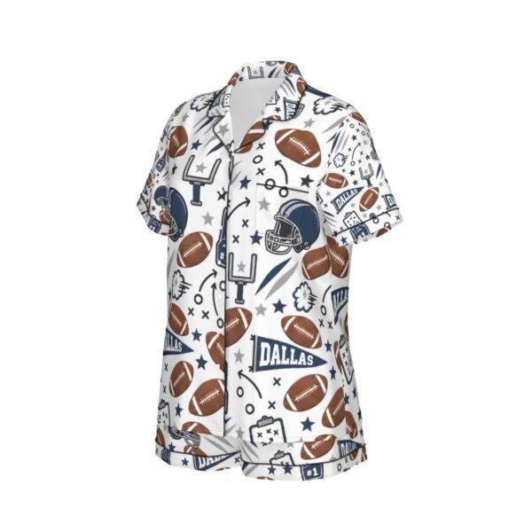 Dallas Women’s Imitation Silk Pajama Set – Short Sleeve Football Sleepwear - product view 9