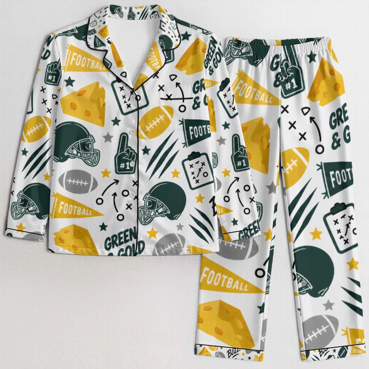 Green Bay Women’s Satin Pajama Set – Football Sleepwear - Image 6
