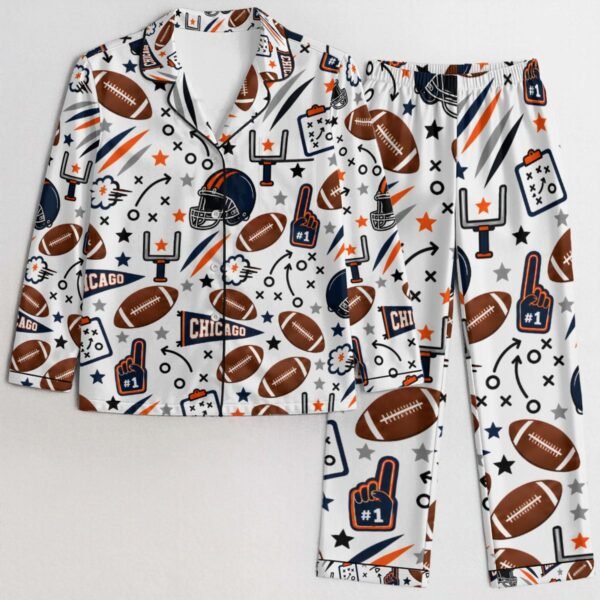Chicago Women’s Satin Pajama Set – Football Sleepwear - product view 4