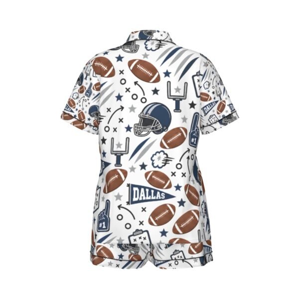 Dallas Women’s Imitation Silk Pajama Set – Short Sleeve Football Sleepwear - product view 3