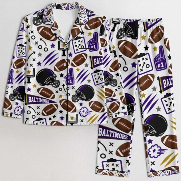 320596-966b7931-e08b-4ad2-9c90-f7d4536734bc.jpg Baltimore Women’s Satin Pajama Set – Football Sleepwear - product view 4