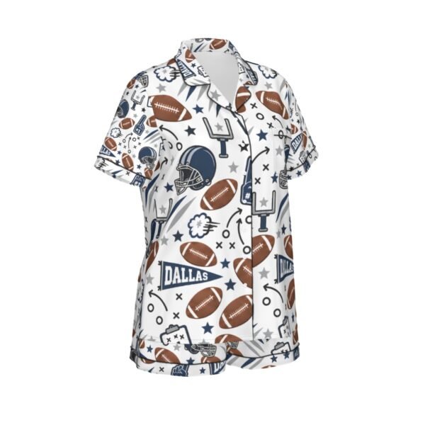 Dallas Women’s Imitation Silk Pajama Set – Short Sleeve Football Sleepwear - product view 2