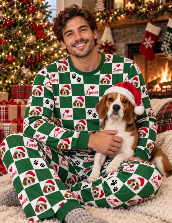 632e2531-7673-4d75-b22c-40f8269fc3b1 Personalized Family Christmas Pajamas – Custom Pet Photo Matching Holiday Set