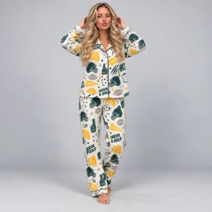 Green Bay Women’s Satin Pajama Set – Football Sleepwear