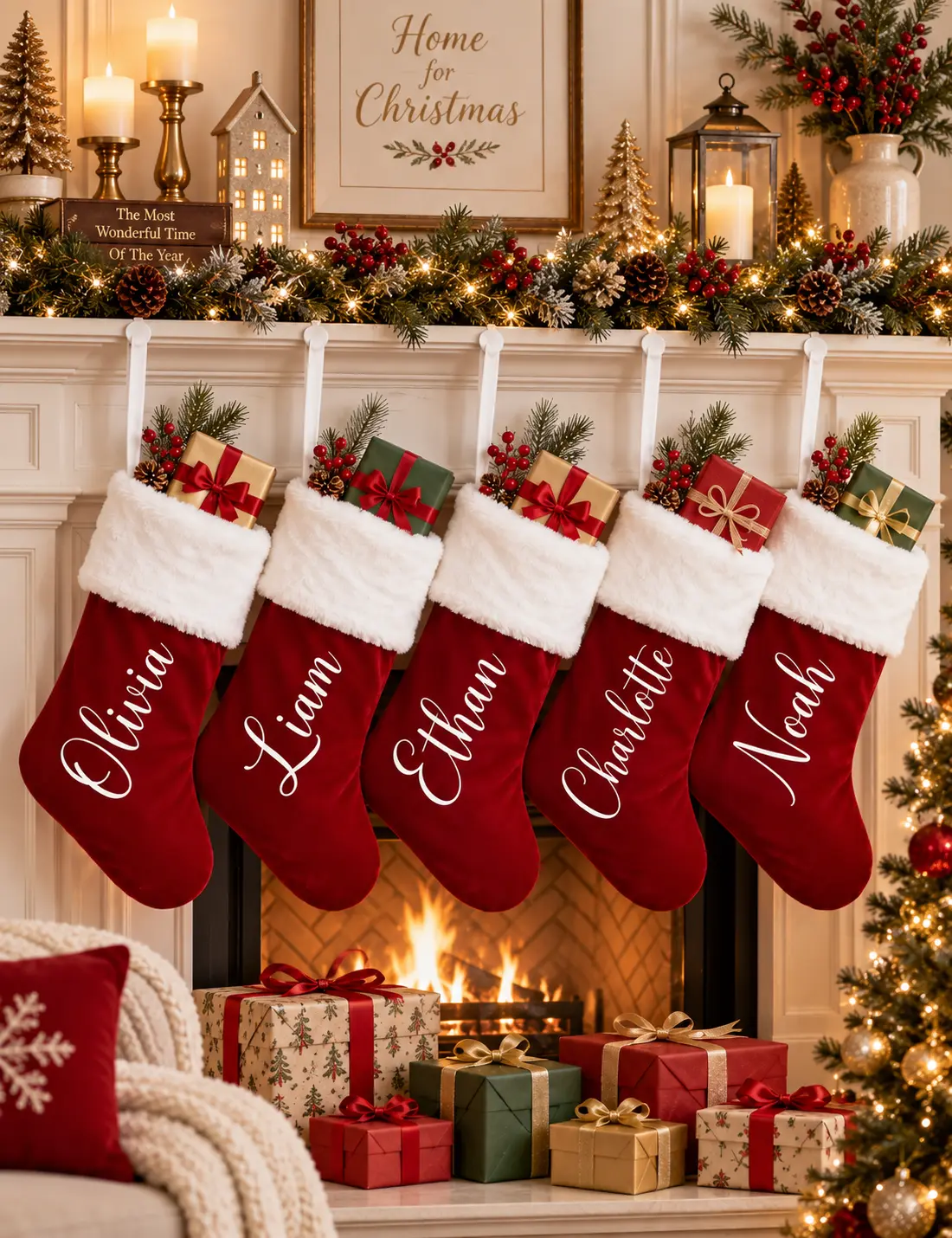 Personalized Family Christmas Stockings Set of 2 – Custom Name Holiday Keepsake