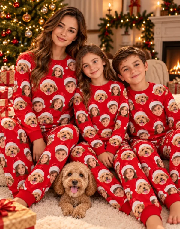 Custom Family Face Christmas Pajamas – Personalized Matching Holiday Set