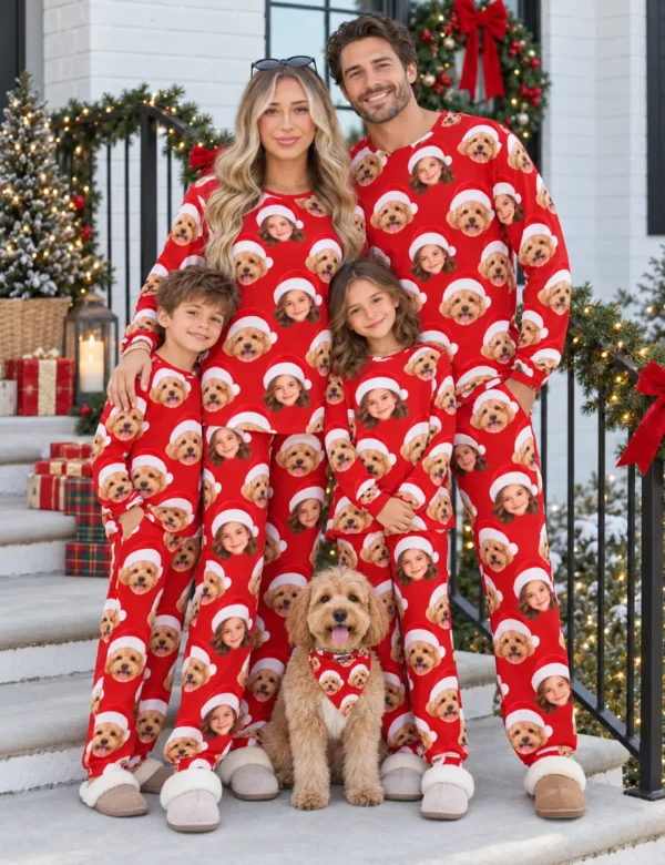 Custom Family Face Christmas Pajamas – Personalized Matching Holiday Set