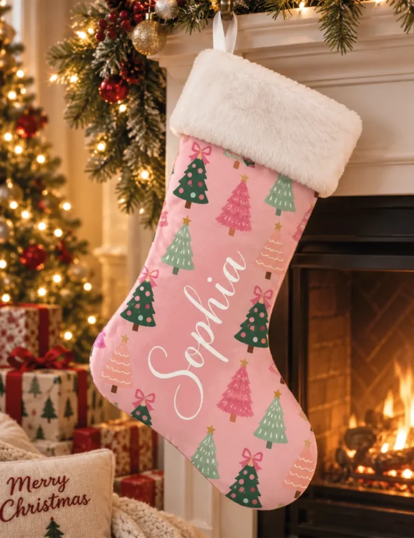Set of 2 Personalized Christmas Stockings – Custom Name Holiday Stockings
