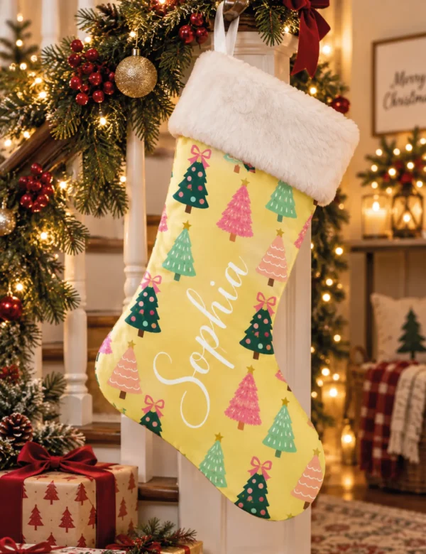 Set of 2 Personalized Christmas Stockings – Custom Name Holiday Stockings