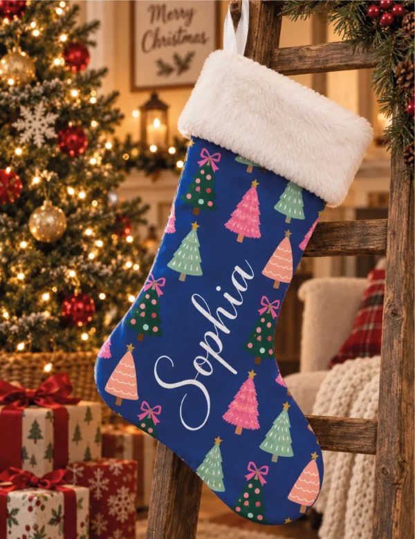 Set of 2 Personalized Christmas Stockings – Custom Name Holiday Stockings