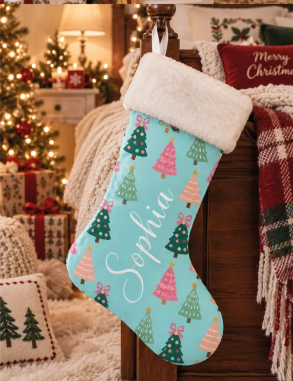 Set of 2 Personalized Christmas Stockings – Custom Name Holiday Stockings