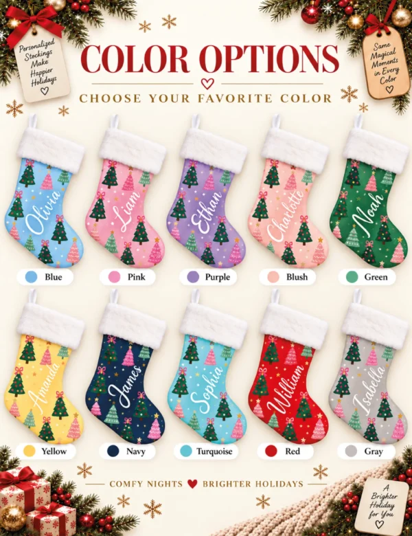 Set of 2 Personalized Christmas Stockings – Custom Name Holiday Stockings