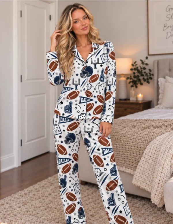 Dallas Women’s Satin Pajama Set – Football Sleepwear - product view 5