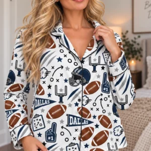 Dallas Women’s Satin Pajama Set – Football Sleepwear - product view 2