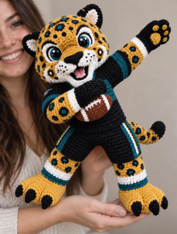 Crochet Jaguar Football Mascot Pattern - product view 3