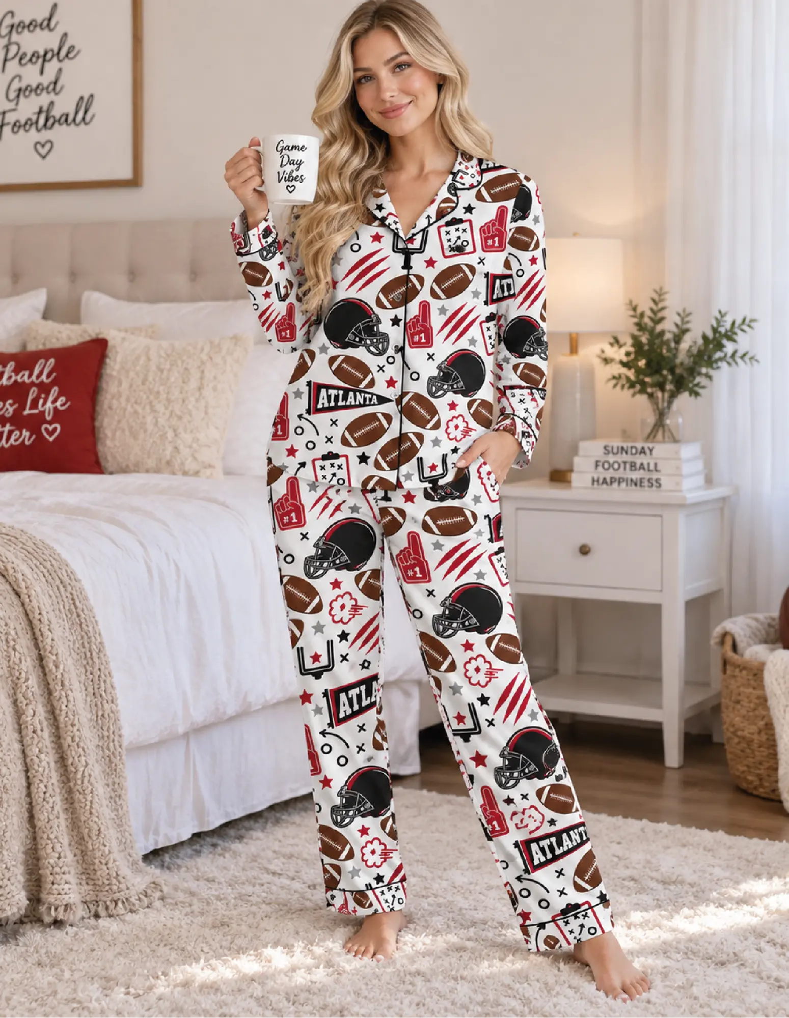 Atlanta Women’s Satin Pajama Set Atlanta Women’s Satin Pajama Set – Football Sleepwear