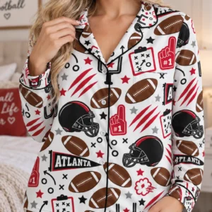 Atlanta Women’s Satin Pajama Set – Football Sleepwear - product view 2