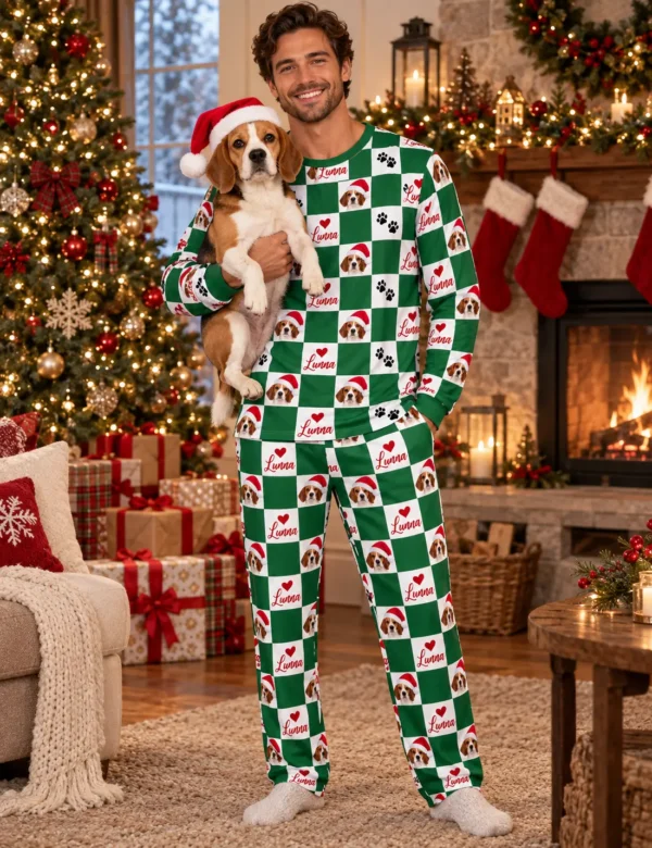 b756ec78-c0e6-4923-b70e-25a6463540f3 Personalized Family Christmas Pajamas – Custom Pet Photo Matching Holiday Set