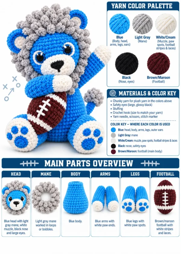 Lion Football Mascot Inspired – Learn How to Crochet Amigurumi - product view 4