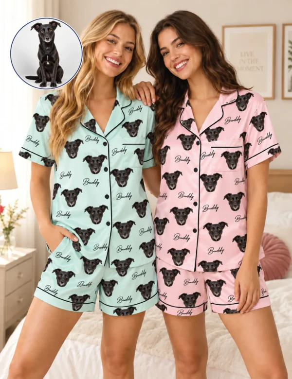 Buddy Custom Pet Name Pajama Short Set for Women
