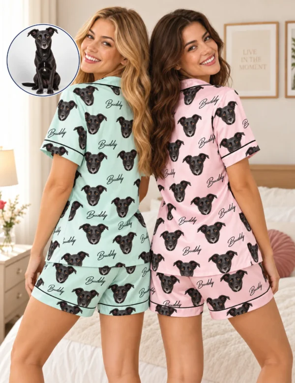 Buddy Custom Pet Name Pajama Short Set for Women