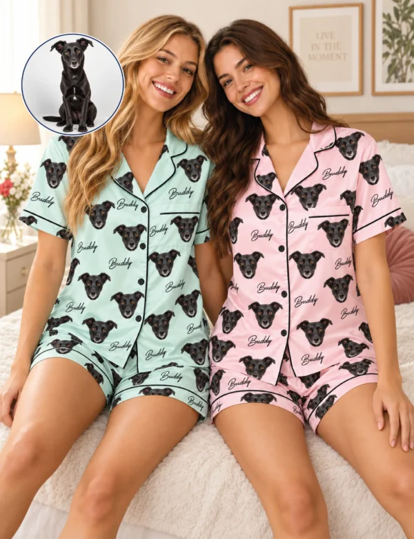 Buddy Custom Pet Name Pajama Short Set for Women