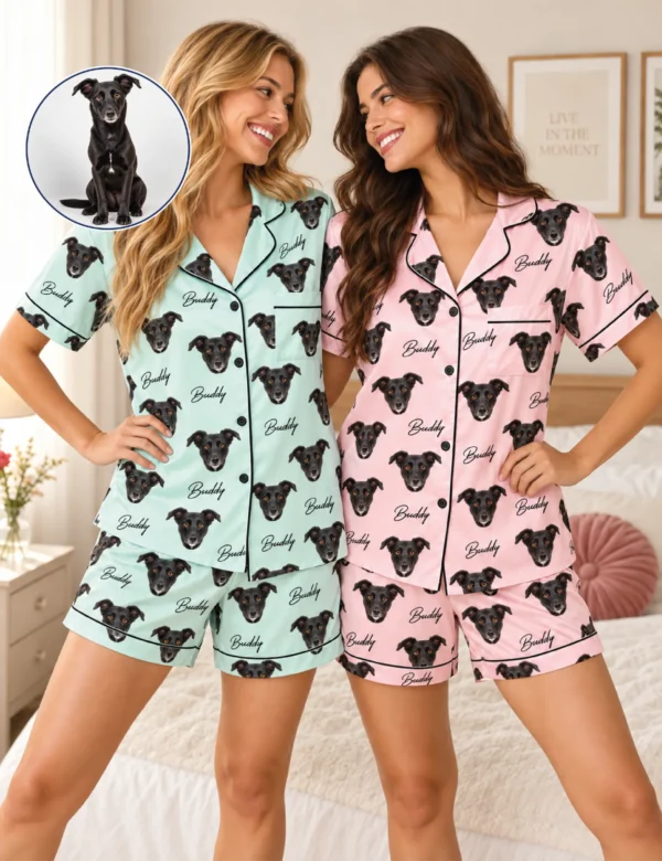 Buddy Custom Pet Name Pajama Short Set for Women