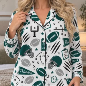 Philadelphia Women’s Satin Pajama Set – Football Sleepwear - product view 2