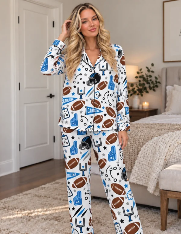 carolina c-01 Carolina Women’s Satin Pajama Set – Football Sleepwear