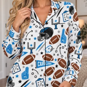 Carolina Women’s Satin Pajama Set – Football Sleepwear - product view 2