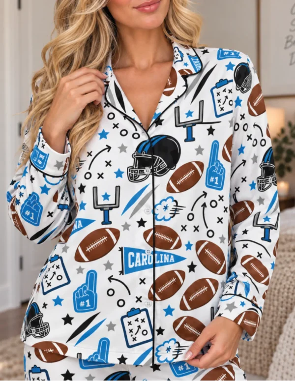 carolina c-04 Carolina Women’s Satin Pajama Set – Football Sleepwear - product view 2