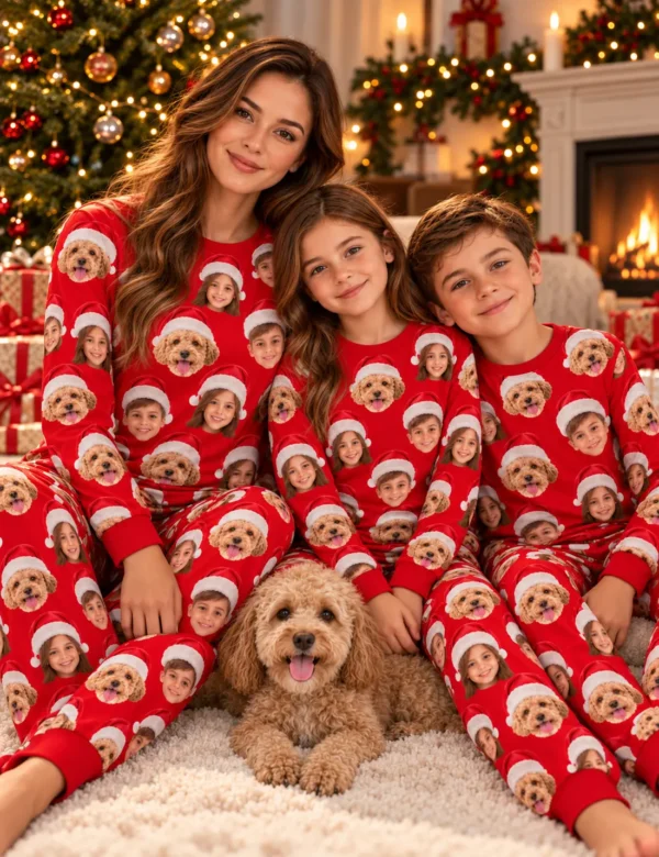 Custom Family Face Christmas Pajamas – Personalized Matching Holiday Set