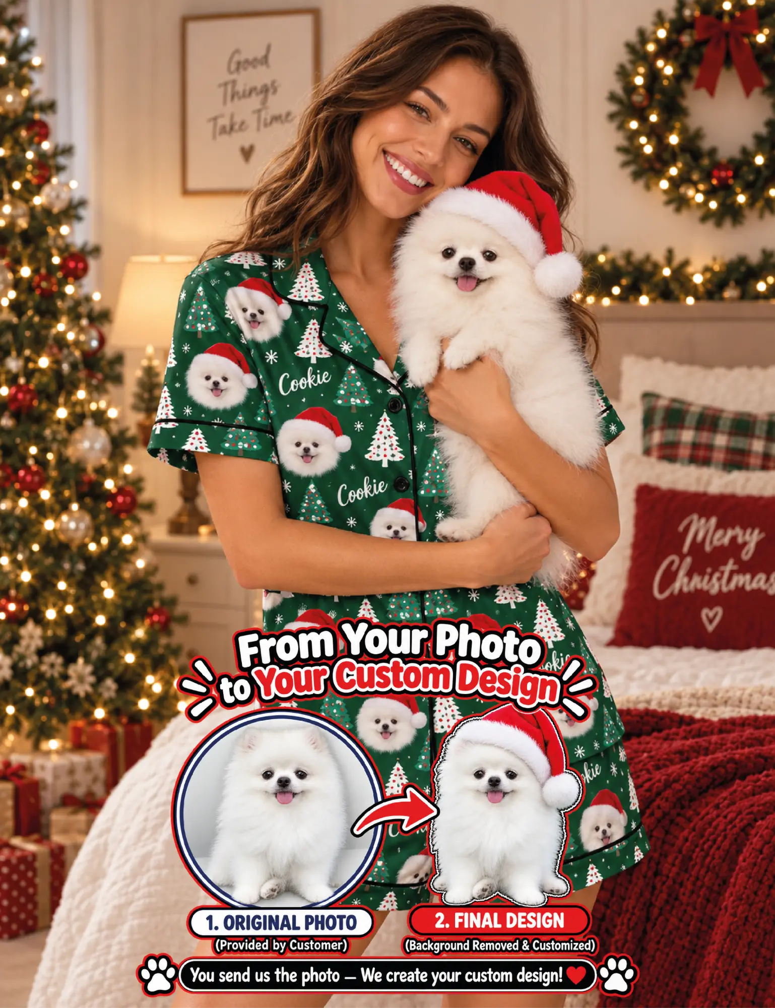 Personalized Pet Christmas Pajama Set – Custom Holiday Gift