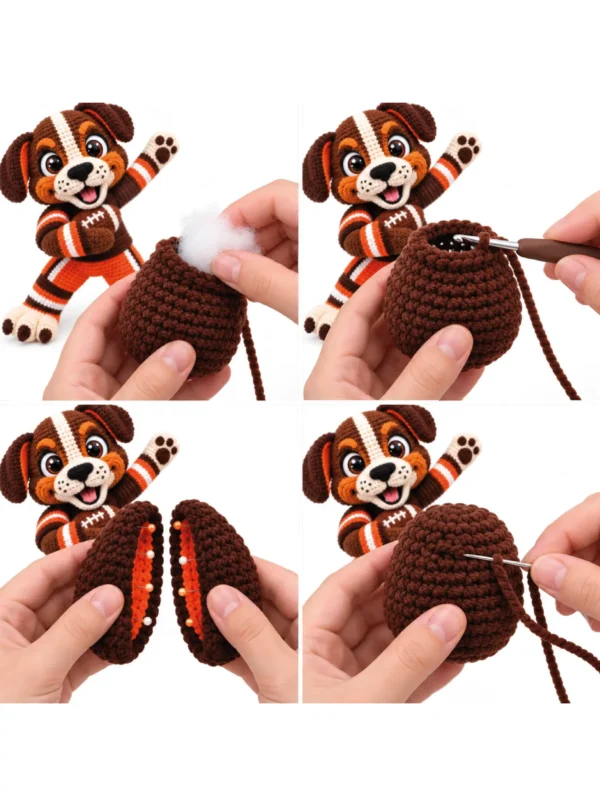 Football Brown Dog Mascot Crochet Pattern - product view 3