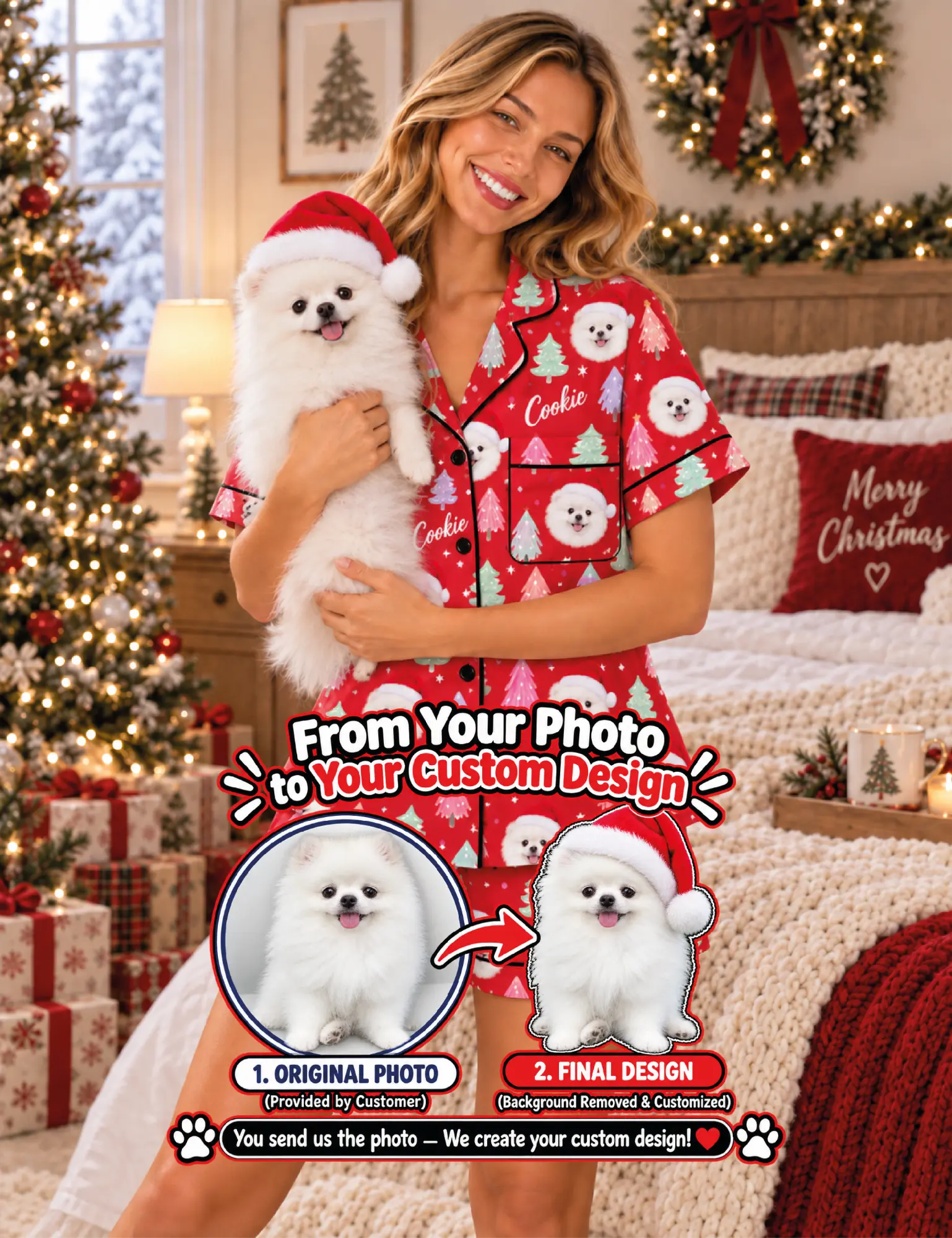 Christmas Pet Photo Pajamas – Personalized Holiday Sleepwear Gift