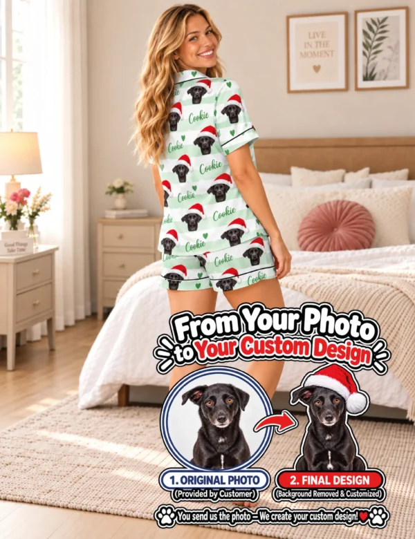 dog-02 Personalized Christmas Pajamas – Custom Photo Holiday Gift for Women