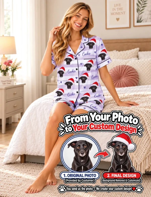 dog-03 Personalized Christmas Pajamas – Custom Photo Holiday Gift for Women