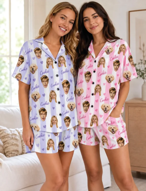 Personalized Photo Face Pajama Set – Custom Women’s Pajamas