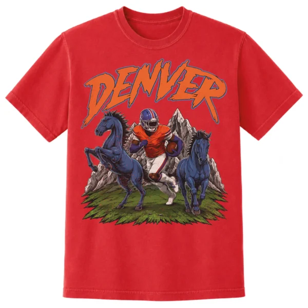 Denver Football Football Shirt | Vintage Comfort Colors Tee DENVER FOOTBALL T-SHIRT - product view 5