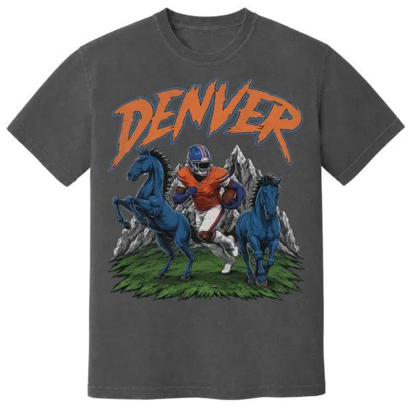 Denver Football Football Shirt | Vintage Comfort Colors Tee DENVER FOOTBALL T-SHIRT - product view 4