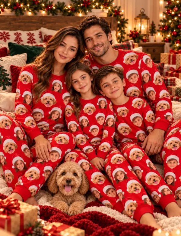 Custom Family Face Christmas Pajamas – Personalized Matching Holiday Set