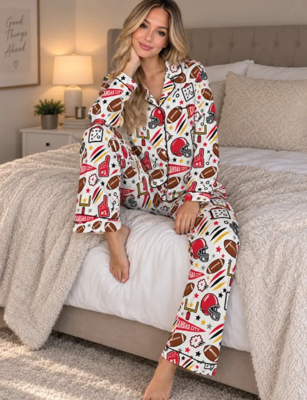 Kansas City Women’s Satin Pajama Set Kansas City Women’s Satin Pajama Set – Football Sleepwear