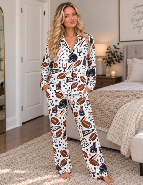 Chicago Women’s Satin Pajama Set – Football Sleepwear