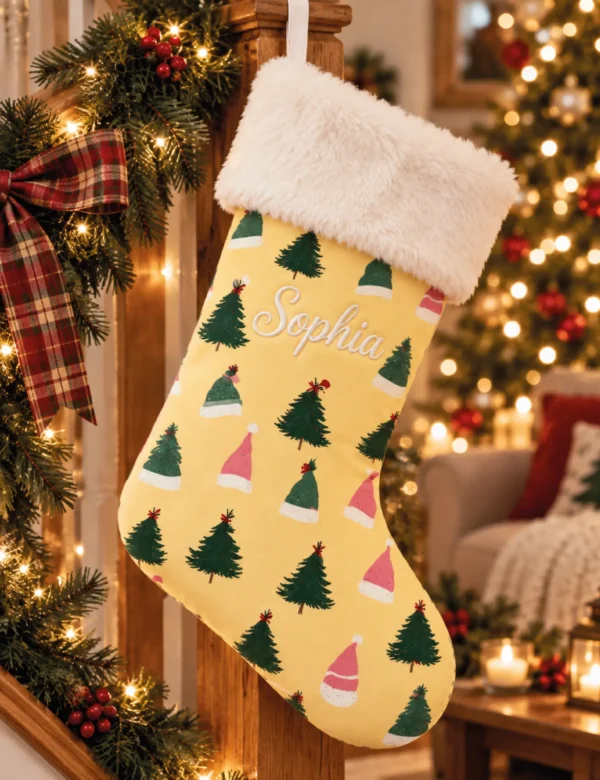 td-01 Personalized Christmas Stocking Set of 2 – Custom Name Family Holiday Stockings