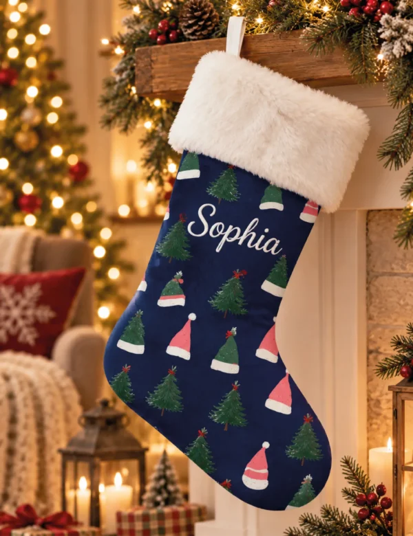 td-02 Personalized Christmas Stocking Set of 2 – Custom Name Family Holiday Stockings